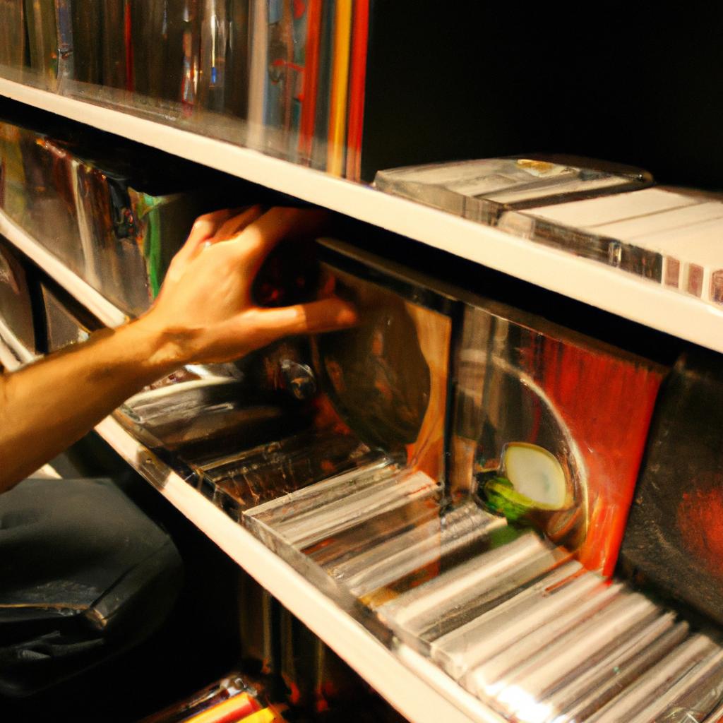 Person browsing CDs in store
